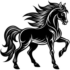 a powerful and majestic horse silhouette with flower vector illustration