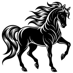 a powerful and majestic horse silhouette with flower vector illustration