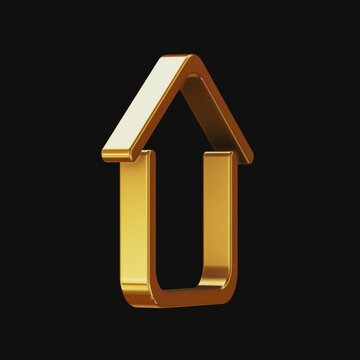 3D Real Estate house gold icon loop animation with alpha