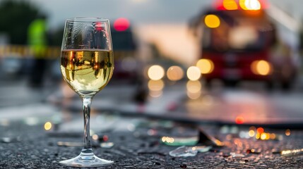 Drink and drive concept. Drunk driver holding a bottle of alcohol behind the steering wheel, highlighting the dangers and consequences of impaired driving and alcohol consumption while driving.