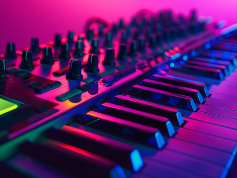 Leuchtendes Buntes Keyboard in Neon LED Lichter und Tastaturen 