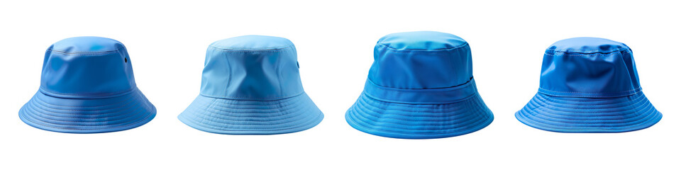 Fototapeta premium Collection set of Blue bucket hat isolated on transparent background