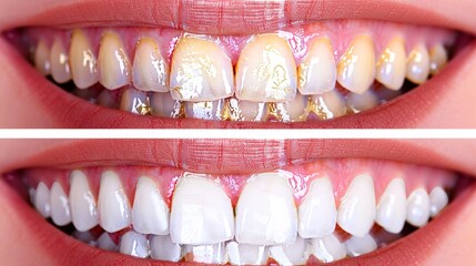 Enhancing smiles  dental crowns and veneers transformation illustrated in before and after images