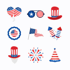 Usa celebration elements set for website, banner, poster, greeting card, dll.