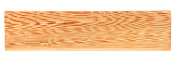 Single wooden beam isolated on a white background. Pine wooden bar.
