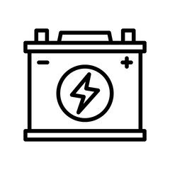 Battery line icon. Motorcycle part. Motorcycle spare part icon isolated on white background. Transparent background, minimalist symbol. Vector images