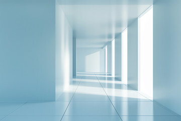 Fototapeta premium Light shining through windows in empty corridor