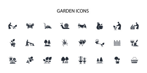 garden icon set.vector.Editable stroke.linear style sign for use web design,logo.Symbol illustration.