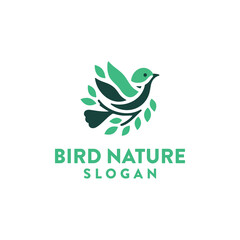 Bird nature logo design template