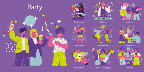 Party. Flat Vector Illustration