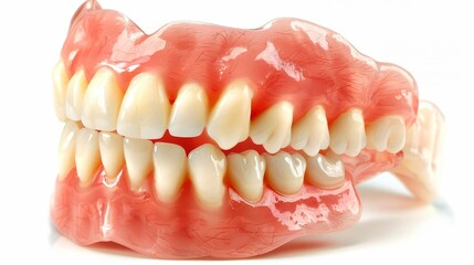 Complete denture set displayed on a pristine white background for optimal visibility