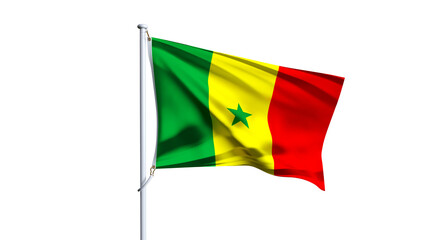 Waving flag of senegal isolated on transparent background.