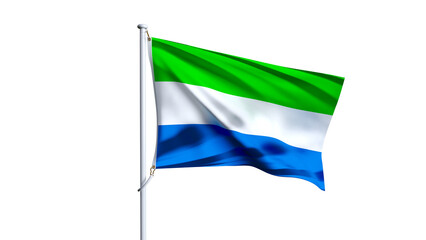 Waving flag of sierra leone isolated on transparent background.