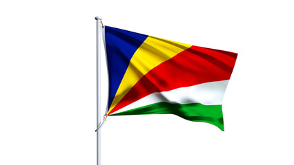 Waving flag of seychelles isolated on transparent background.