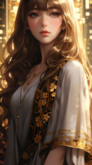 Fototapeta premium 花と女 AI画像 ジェネレーティブAI