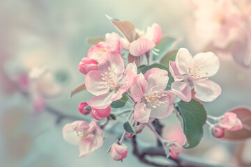 Obraz premium spring flowers background in pink pastel fuzz color