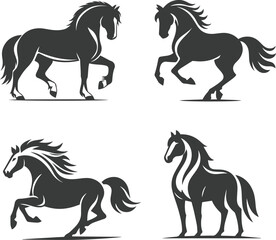 Artistic Horse Silhouette Vector Set for Modern Design Need