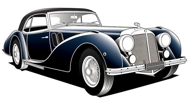 blue vintage car with black roof clip art preview
