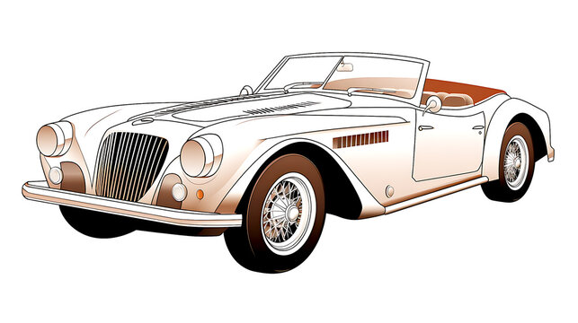 classic convertible car in sepia tones clip art preview