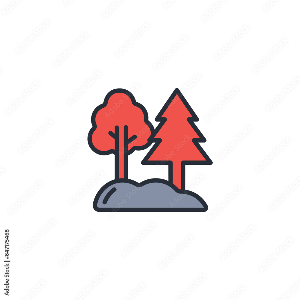 Poster trees icon. vector.Editable stroke.linear style sign for use web design,logo.Symbol illustration.