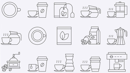 Coffee linear icon collection. Editable stroke. Vector illustration