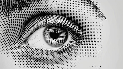 Abstract halftone eye collage element. Trendy grunge design element