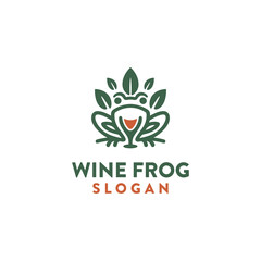 Wine Frog logo design vector