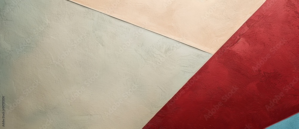 Poster minimalist composition featuring a geometric pattern created by the intersection of three walls pain