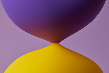 Violet and yellow material connecting and expanding into round shape