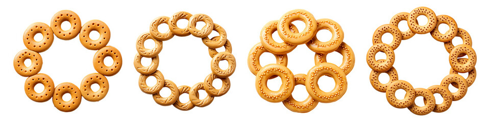 Collection set of cookie rings isolated on transparent background