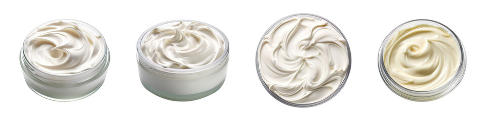 Collection set of cosmetic cream isolated on transparent background