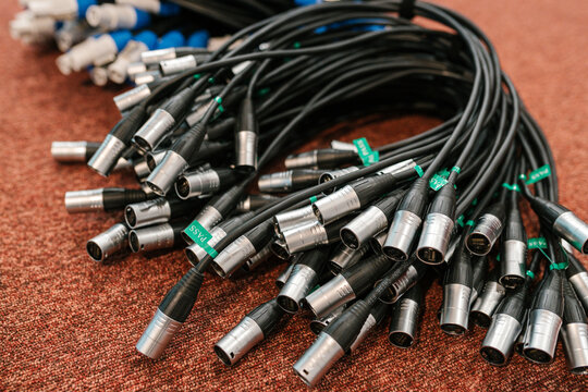 Group of data cables placed together on carpet