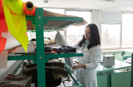 Scientist Holding Sample In Textile Technology Lab