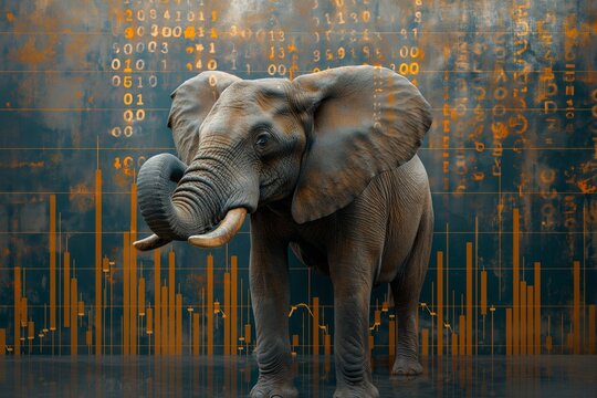 African elephant with numeric code background