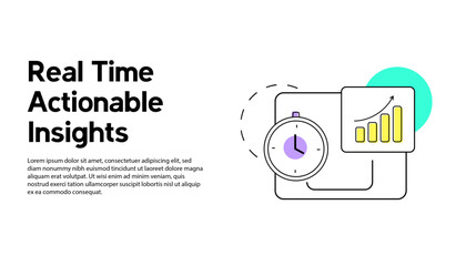 Real-Time Actionable Insights Icon with Growth Chart and Clock