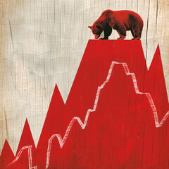 Bearish Trend on Red Stock Market Chart: Economic Downturn, Financial Crisis, and Market Volatility Illustrated
