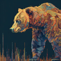 Bear on Candlesticks - Bearish Trend on Stock Market Chart