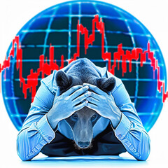 Stock Market Bear Illustration Global Financial Crises