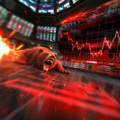 Bearish Trend Red Stock Market Chart, Economic Downturn, Financial Crisis, and Market Volatility Illustrated