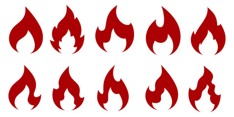 Red Flame Illustration Set