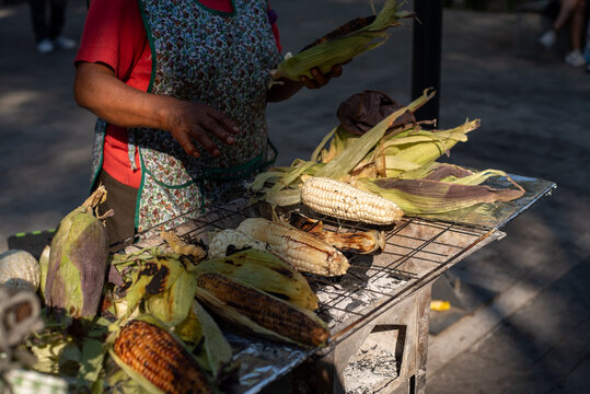 Anonymous corn street food seller