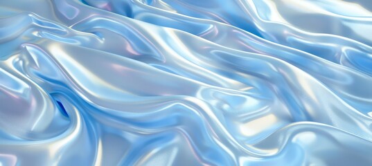 Obraz premium Glossy Satin Textile Close-up: Shimmering Light Blue