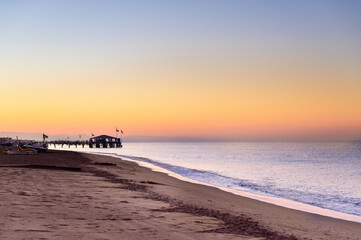 Sunrise on the Mediterranean coast in Turkey.