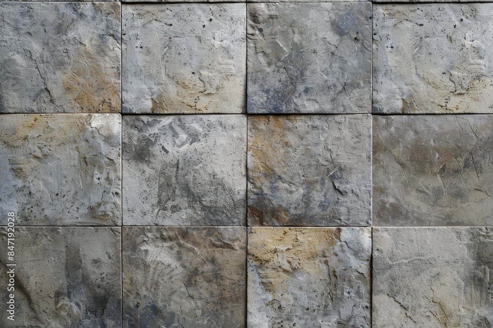 Poster textured background is formed by a pattern of square tiles with a gray stone effect. the realistic l
