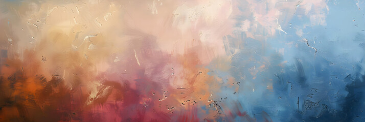 Fototapeta premium An abstract painting with a textured canvas featuring a blend of warm and cool pastel colors, perfect for modern art decor, with copy space