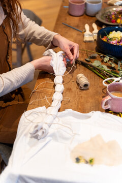 Tye dye cotton clothes with flowers