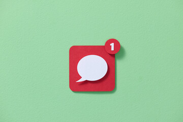 message speech bubbles icon on social media with number one notice