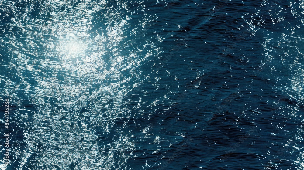 Aufkleber the blue sea water surface, adorned with the sun's reflection, creating ripples and waves that form 