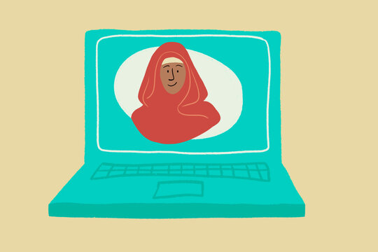 Muslim woman video conference