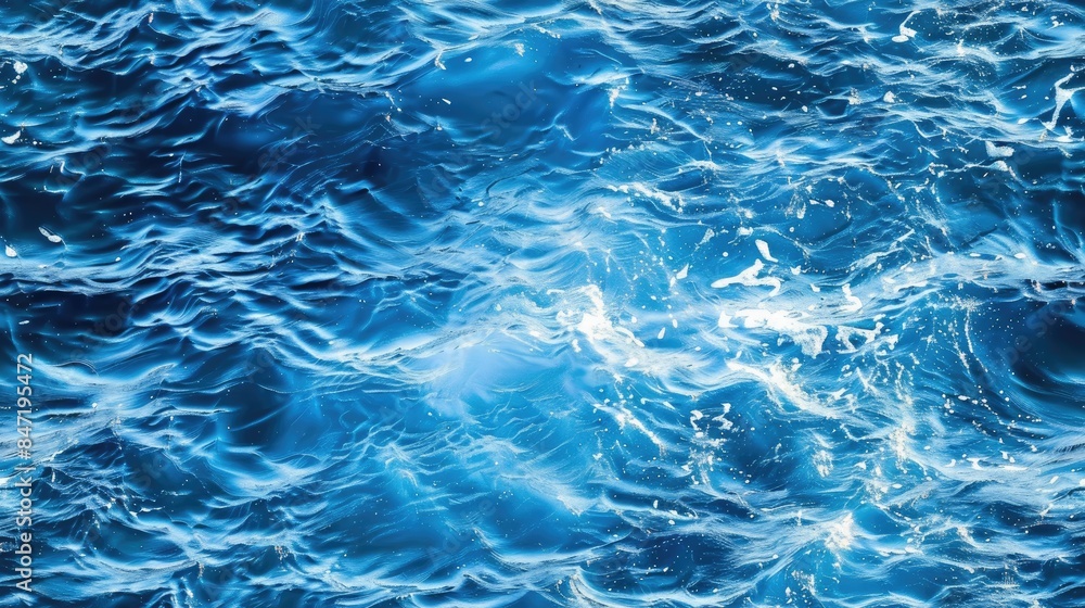 Aufkleber the blue sea water surface, adorned with the sun's reflection, creating ripples and waves that form 